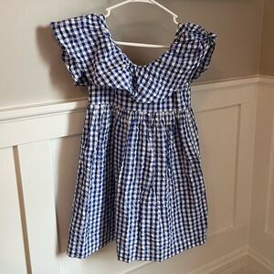 SALE!! H&M Blue & White Gingham Flutter Sleeve Dress. Size: 10.